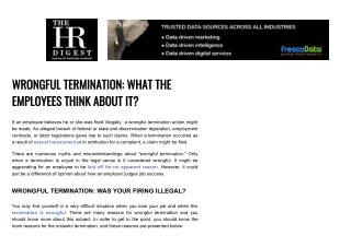 Wrongful Termination: Is It Illegal to Fire?