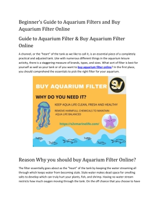 Beginner's Guide to Aquarium Filters and Buy Aquarium Filter Online