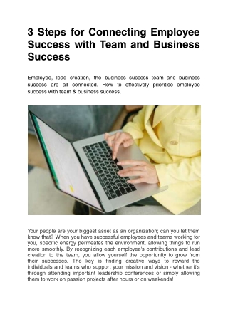 3 Steps for Connecting Employee Success with Team and Business Success