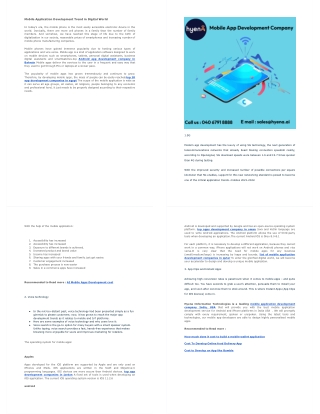 Mobile Application Development Trend in Digital World