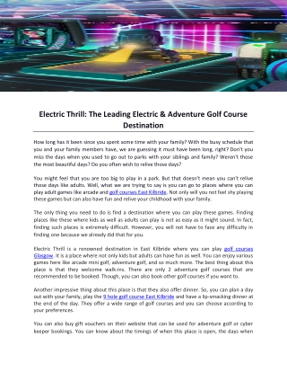 Electric Thrill- The Leading Electric & Adventure Golf Course Destination