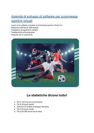 Azienda di sviluppo di software per scommesse sportive virtuali