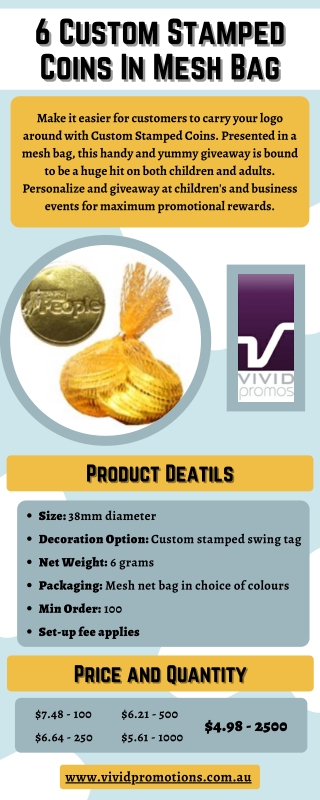 Shop For Handy Custom Stamped Coins from Vivid Promotions