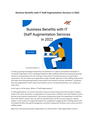 Business benefits with IT staff augmentation services in 2022