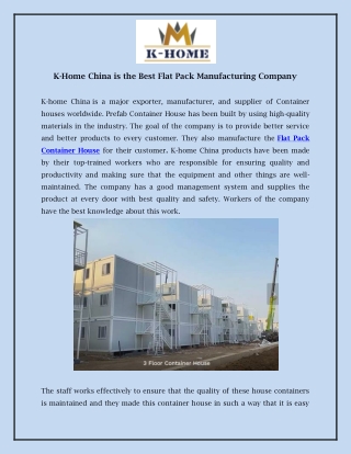 K-Home China is the Best Flat Pack Manufacturing Company