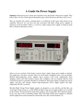 A Guide On Power Supply