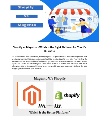 Shopify vs Magento - Which is the Right Platform for Your E-Business