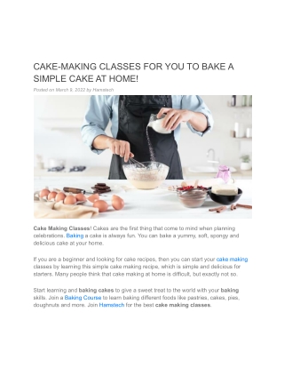 CAKE-MAKING CLASSES FOR YOU TO BAKE A SIMPLE CAKE AT HOME
