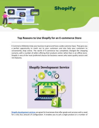 Top Reasons to Use Shopify for an E-commerce Store