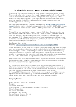 The Infrared Thermometers Market to Witness Digital Stipulation