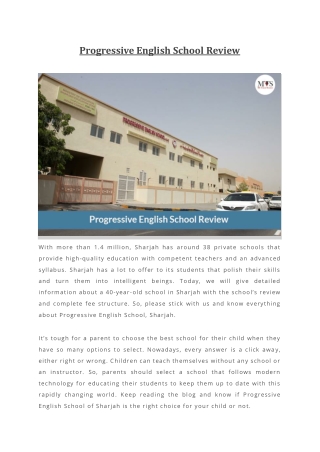 Progressive English School Review