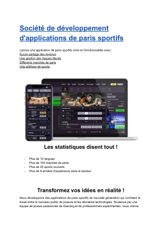 Société de développement d'applications de paris sportifs