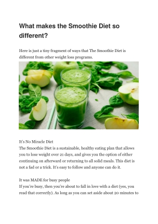What makes the Smoothie Diet so different?