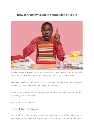 How to Quickly Catch the Main Idea of Topic