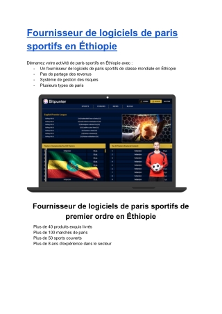 Fournisseur de logiciels de paris sportifs en Éthiopie