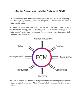 Is Digital Operations truly the Fortune of ECM