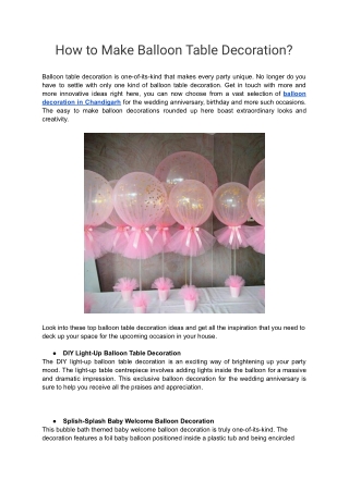 Tips to Make Balloon Table Decoration