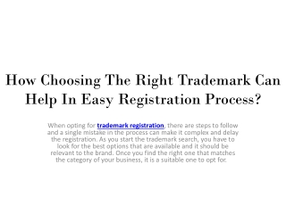 How Choosing The Right Trademark Can Help In Easy Registration Process?