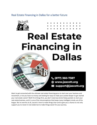 Real Estate Financing in Dallas for a better future