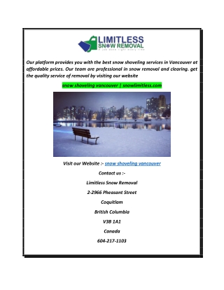 snow shoveling vancouver  snowlimitless.com