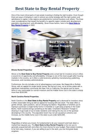 Best State to Buy Rental Property