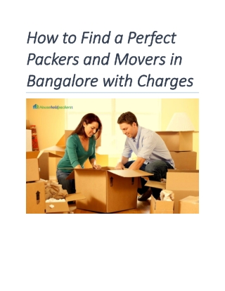 How to Find a Perfect Packers and Movers in Bangalore with Charges