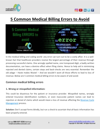 5 Common Medical Billing Errors to Avoid