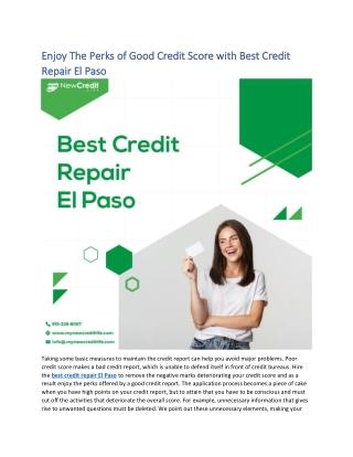 Enjoy The Perks of Good Credit Score with Best Credit Repair El Paso-converted