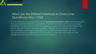 How to easily Fix QuickBooks Error 1722