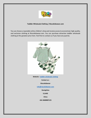 Toddler Wholesale Clothing  Riocokidswear.com