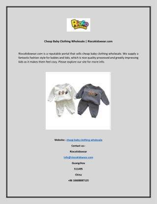 Cheap Baby Clothing Wholesale  Riocokidswear