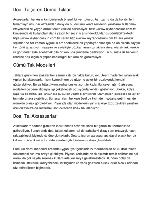 Doğal Taş İçeren Gümüş Takılar