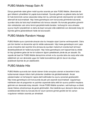PUBG Mobile Hesap Satın Al