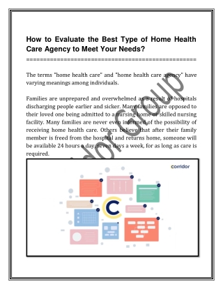 How to Evaluate the Best Type of Home Health Care Agency to Meet Your Needs?