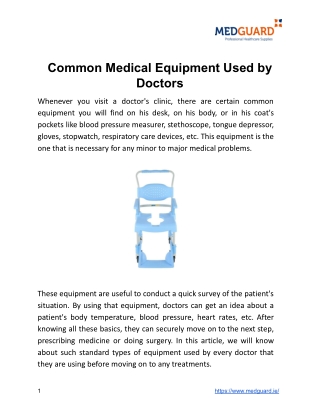 Common Medical Equipment Used by Doctors