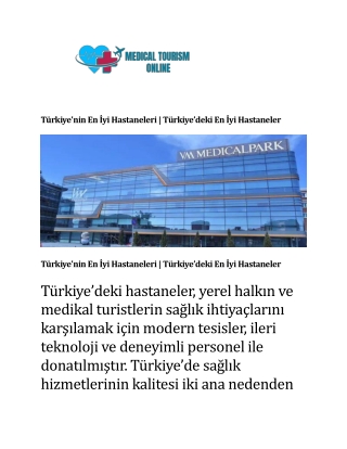 Best Hospitals in Turkey