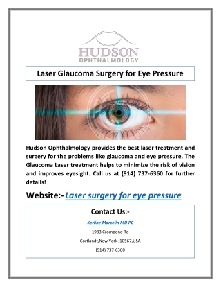 Laser Glaucoma Surgery for Eye Pressure