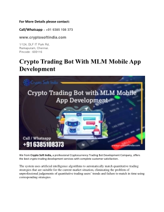 Crypto Trading Bot With MLM Mobile App Development