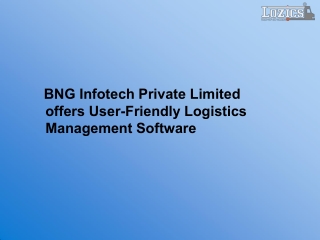 BNG Infotech Private Limited offers User-Friendly Logistics Management Software