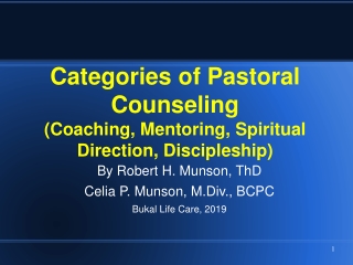 Categories of Pastoral Counseling