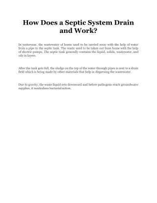 How Does a Septic System Drain and Work_