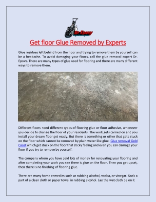 Get floor Glue Removed by Experts