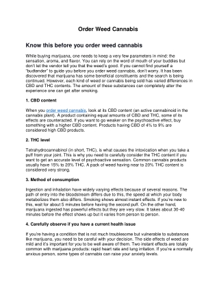 Order Weed Cannabis