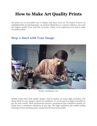 How to Make Art Quality Prints