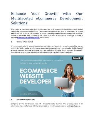 Enhance Your Growth with Our Multifaceted eCommerce Development Solutions!