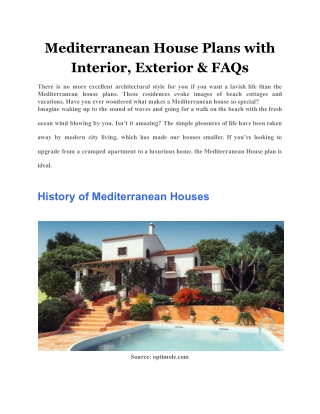 Mediterranean House Plans with Interior, Exterior & FAQs