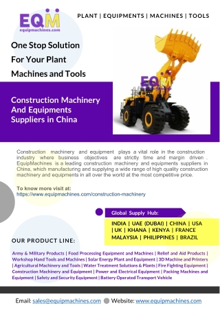 Construction Machinery And Equipments Suppliers in China