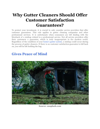 Why Gutter Cleaners Should Offer Customer Satisfaction Guarantees_
