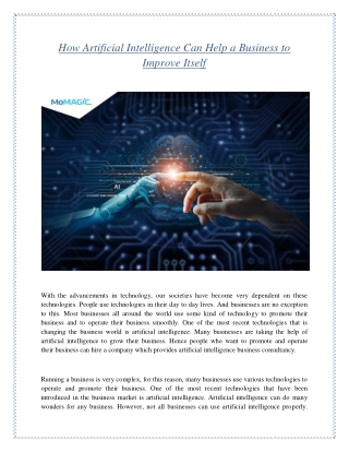 How Artificial Intelligence Can Help a Business to Improve Itself