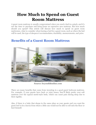 How Much to Spend on Guest Room Mattress